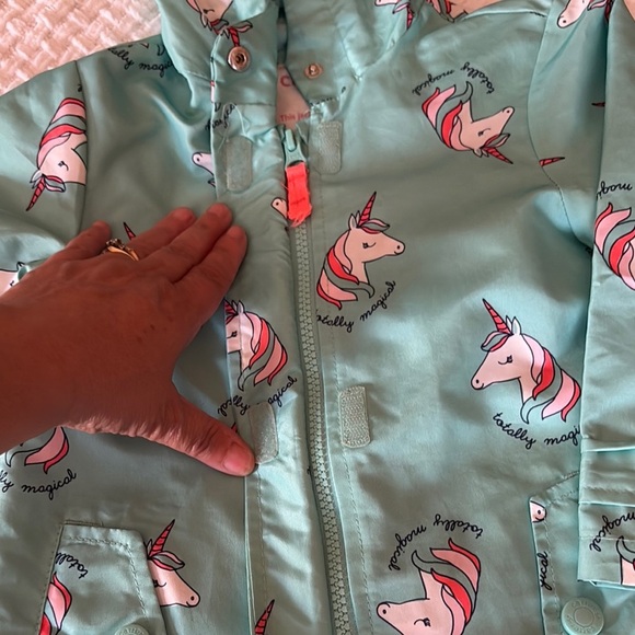 Gently loved Kids Unicorn Print Green Lightweight Jacket by Carters - Picture 4 of 10